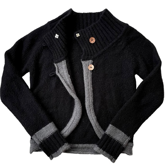 InWear Cardigan, Black & Grey, Soft Mohair Blend, Copper Buttons, Size Medium - Picture 3 of 9
